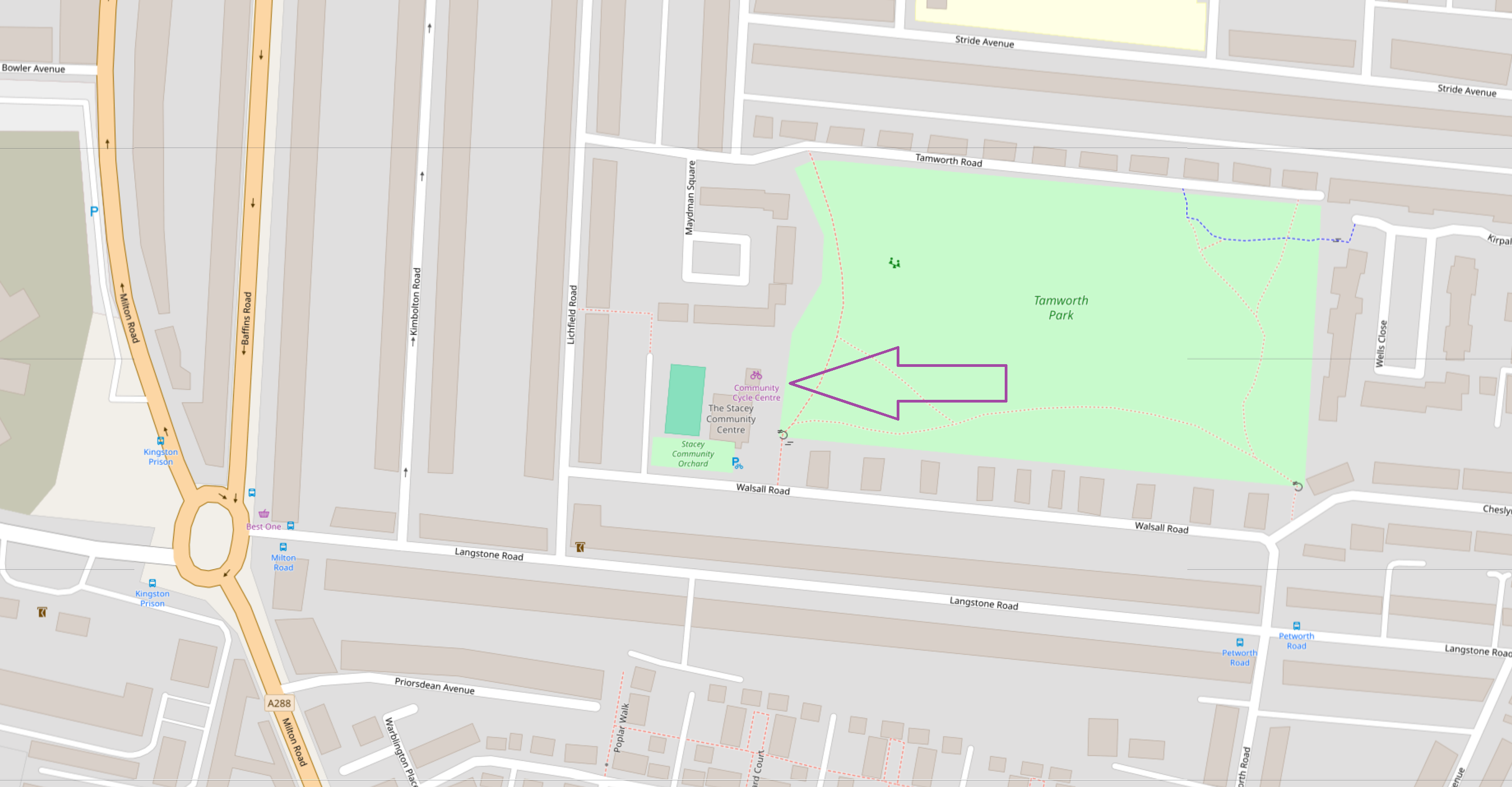 Additional map showing the location of Portsmouth Community Cycle Centre